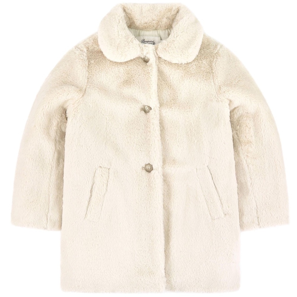 Bonpoint Cream Fuzzy Kids Coat